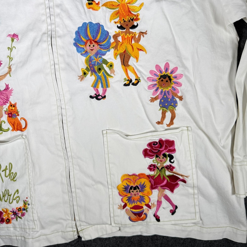 Bob Mackie Wearable Art Parade of the Flowers Fairy Embroidered Zip Jacket 3X - Picture 4 of 13
